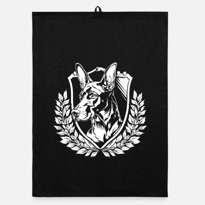 Dobermann Schild mit Lorbeer Organic Geschirrtuch