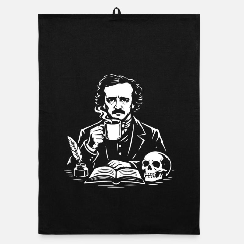 Étude du café d’Edgar Allan Poe avec le crâne Torchon bio