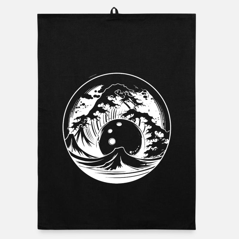 Bowling Japanese Art Organic dish towel