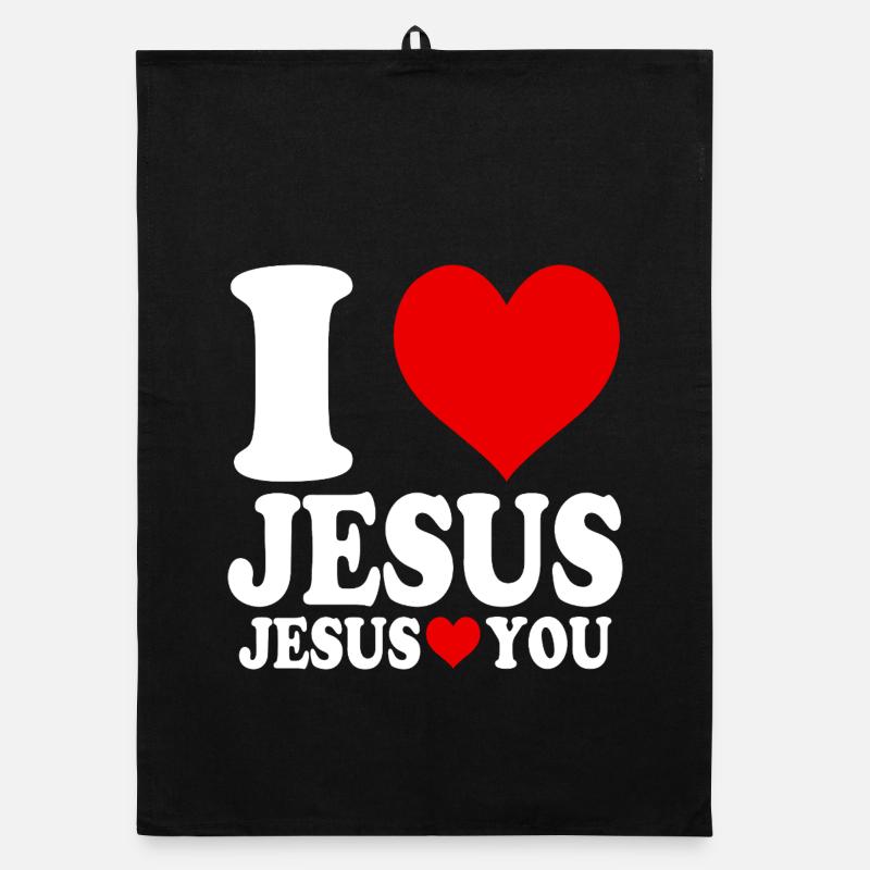 J’aime Jésus et Jésus t’aime Torchon bio