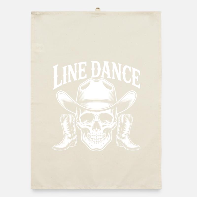 Line Dance Schädel mit Cowboyhut Organic Geschirrtuch