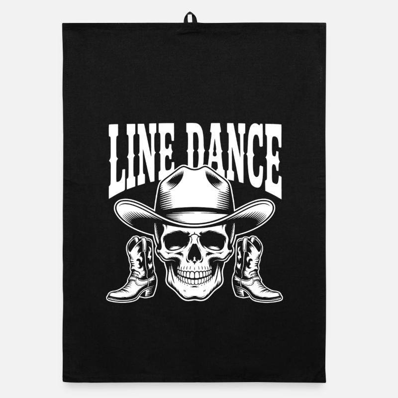Line Dance Skull Cowboy Boots Organic Geschirrtuch