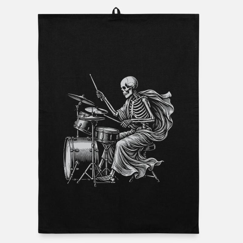 Skeleton Drummer with Cape Organic dish towel