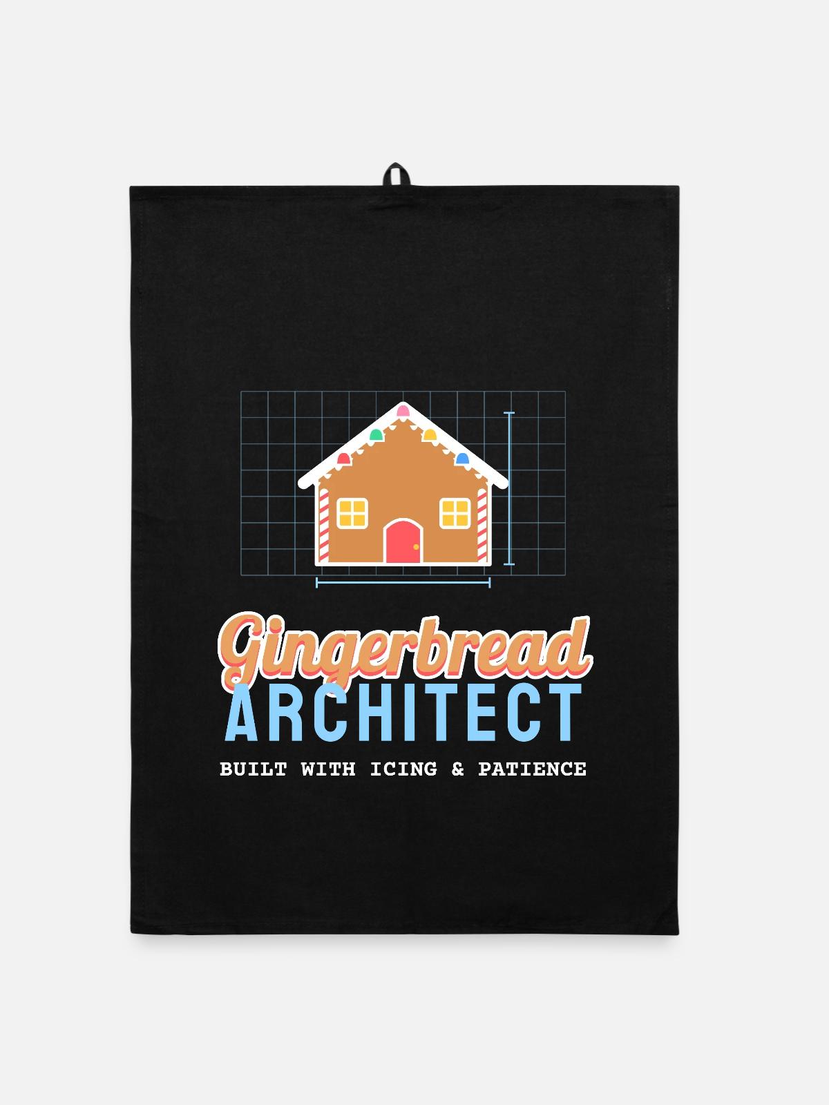 Lebkuchen-Architekt lustiges Weihnachtsbacken - Organic Geschirrtuch - Schwarz - Vorne