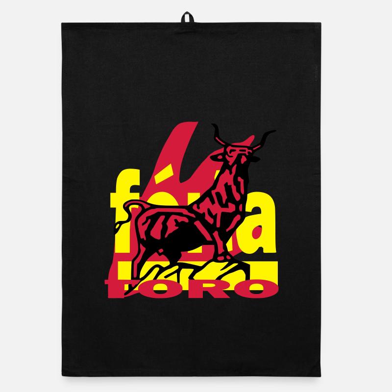 Taureau de Provence avec logo coloré Torchon bio