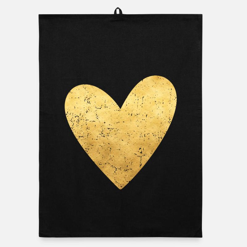 Herz gold Symbol Liebe Geschenkidee - Organic Geschirrtuch - Schwarz