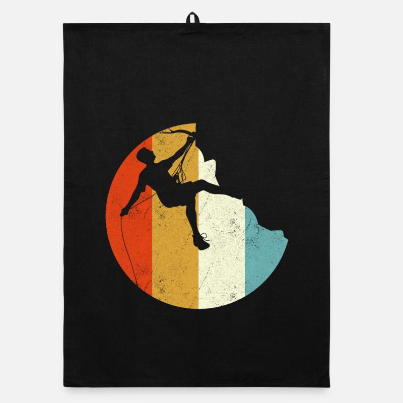 Climber Silhouette on Rainbow Gradient Globe Organic dish towel