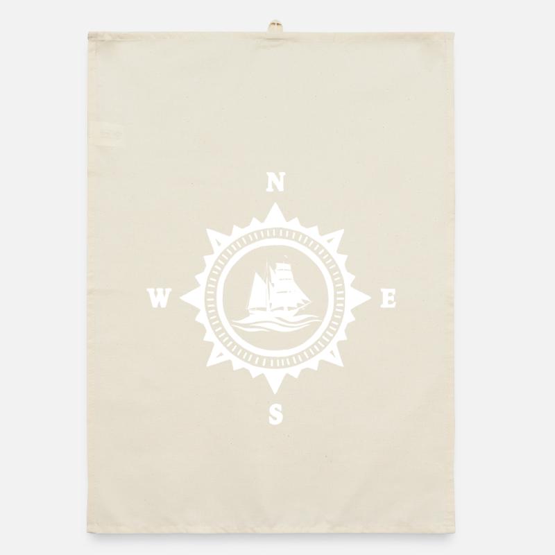 Das weiße Boot und der Kompass Organic Geschirrtuch