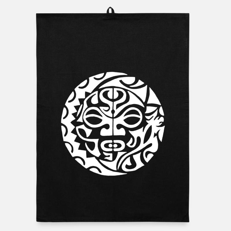White Polynesian skull Organic dish towel
