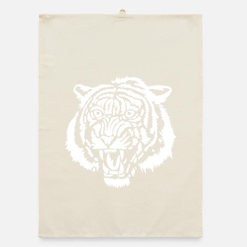 White tiger graffiti Organic dish towel