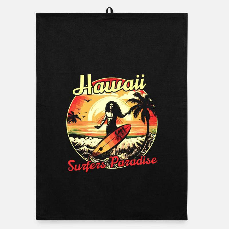 Hawaii Surfers Paradise - Torchon bio - noir
