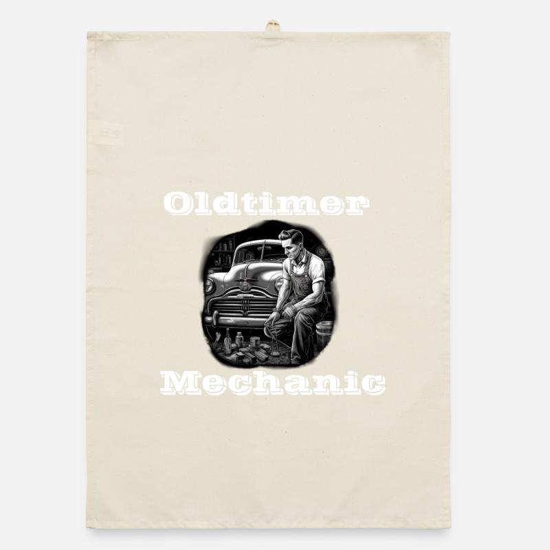 Oldtimer Mechanic blanc Torchon bio