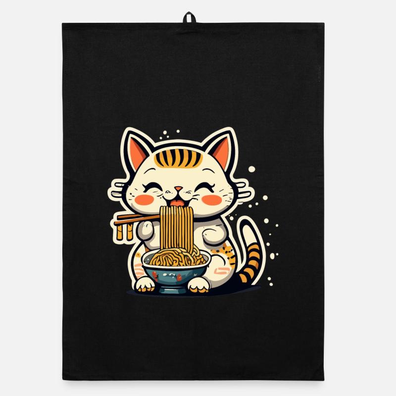 Ramen Cat Organic dish towel