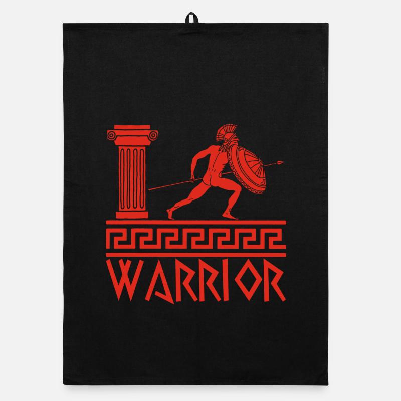 Red Ancient Greek Warrior Organic dish towel