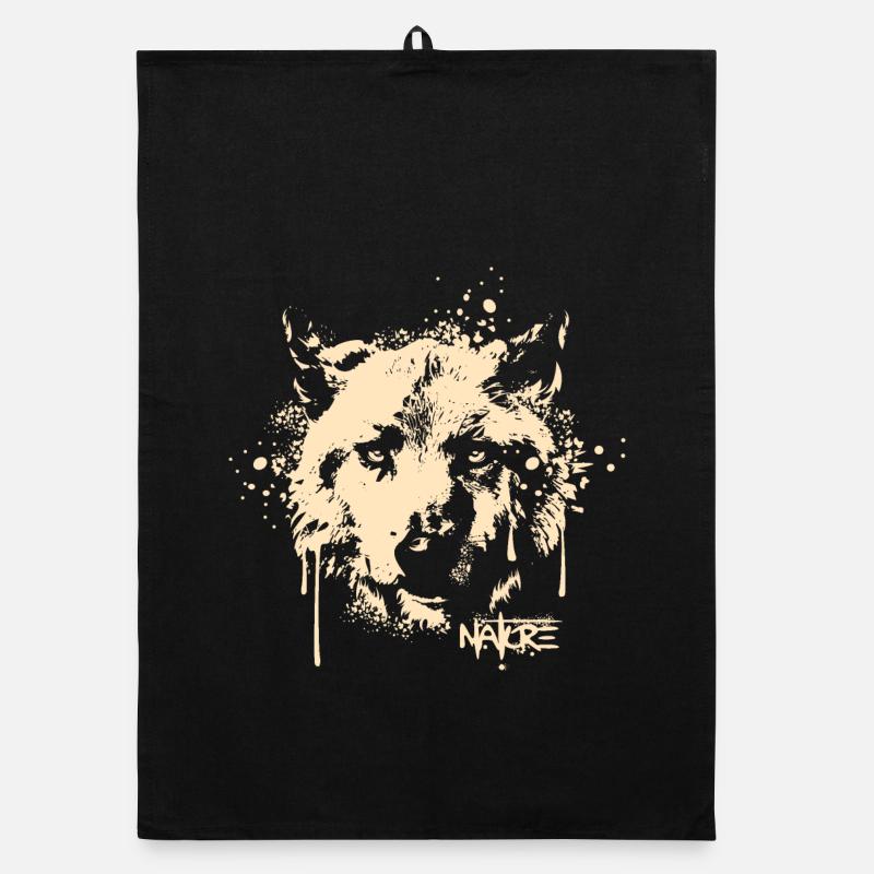 Wolf Dog Graffit Portrait Logo Icon icon Organic dish towel