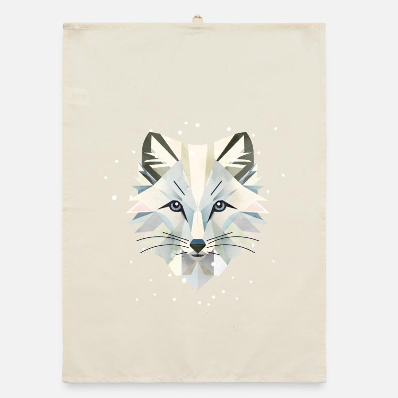 Magical arctic fox in geometric elegance Organic dish towel