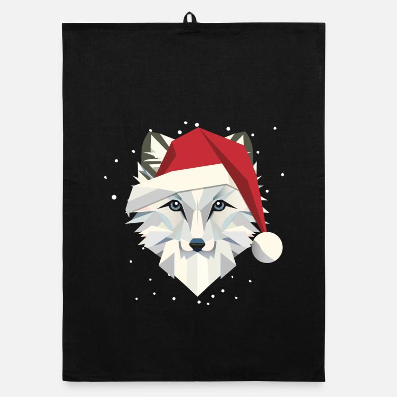witziger Polarfuchs im festlichen Weihnachtsdesign Organic Geschirrtuch