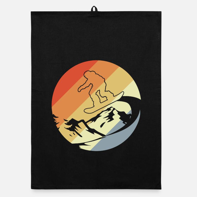 Snowboarder Retro Stil Organic Geschirrtuch