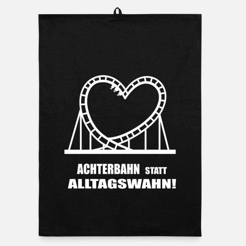 Achterbahn statt Alltagswahn - Organic Geschirrtuch - Schwarz