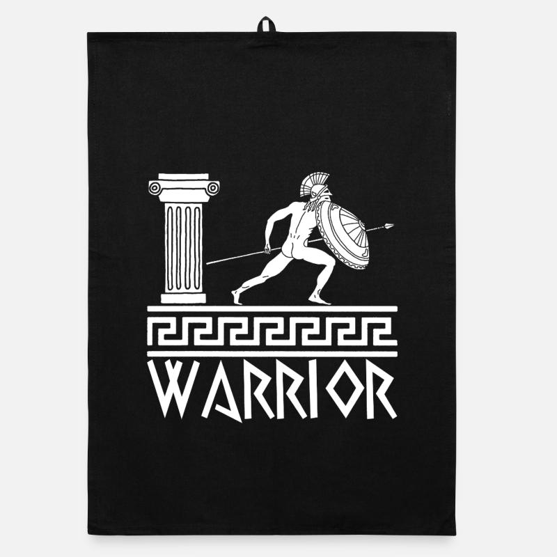 White hoplite Greek warrior Organic dish towel