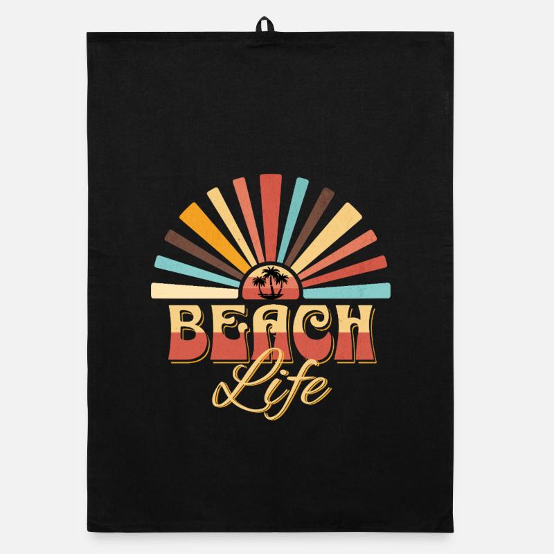 Tropical sunset on the beach Organic dish towel
