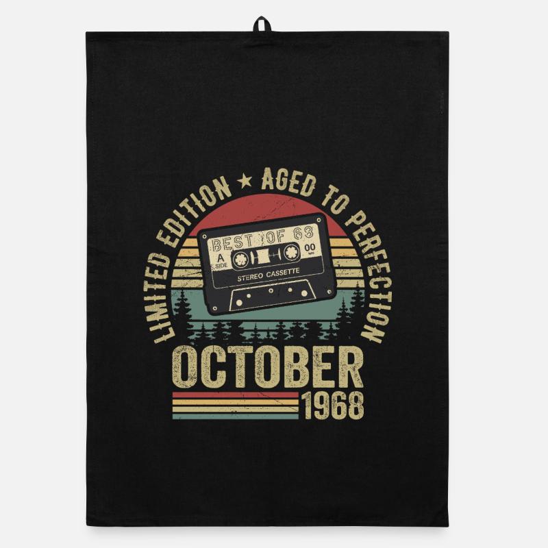 Classic Car October 1968 Birthday Gift October Organic dish towel
