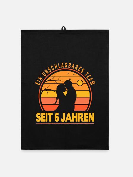 6 years relationship gift partner husband wife - Organic dish towel - black - Front