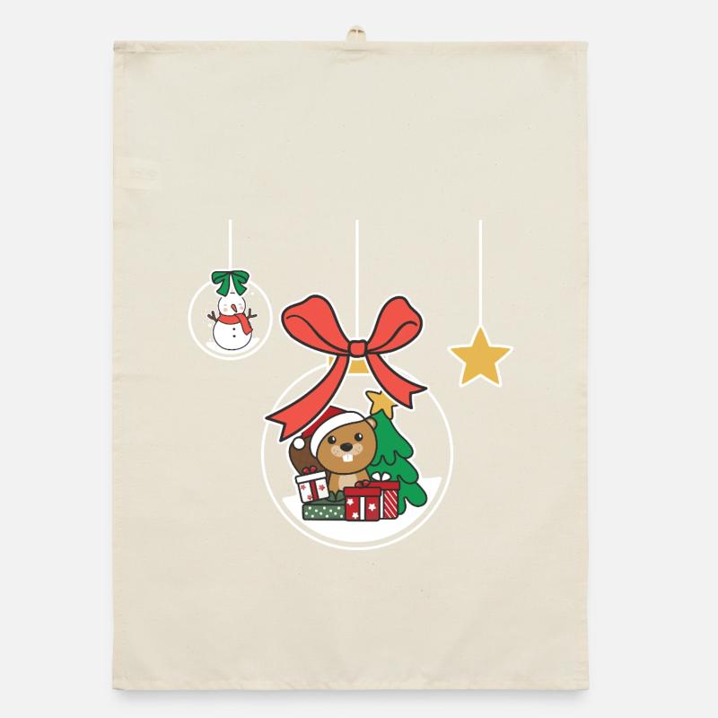 Beaver Christmas Snow Globe Beaver Organic dish towel