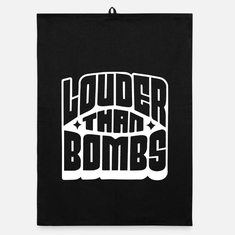Louder Than Bombs Bold Typography Organic dish towel