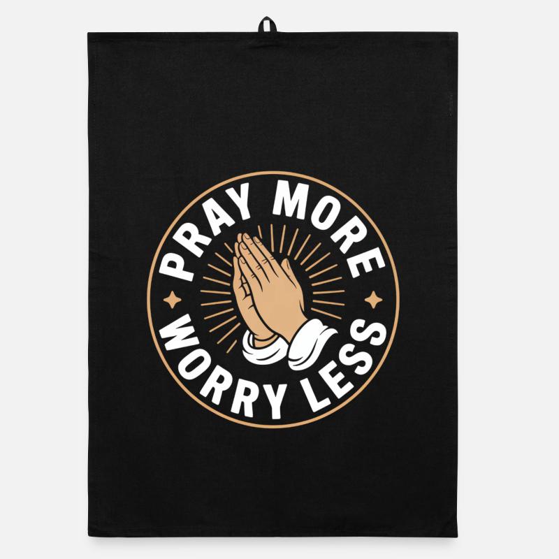 Christian Pray More Worry Less Prayer Trust Organic dish towel