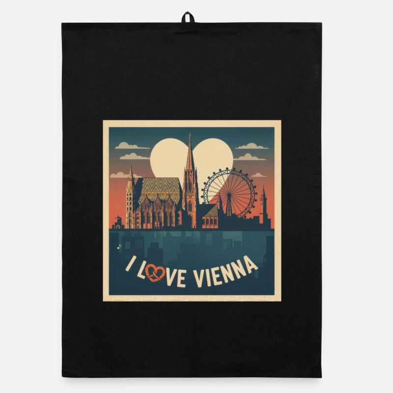 Vienna Love Stephansdom - Organic Geschirrtuch - Schwarz