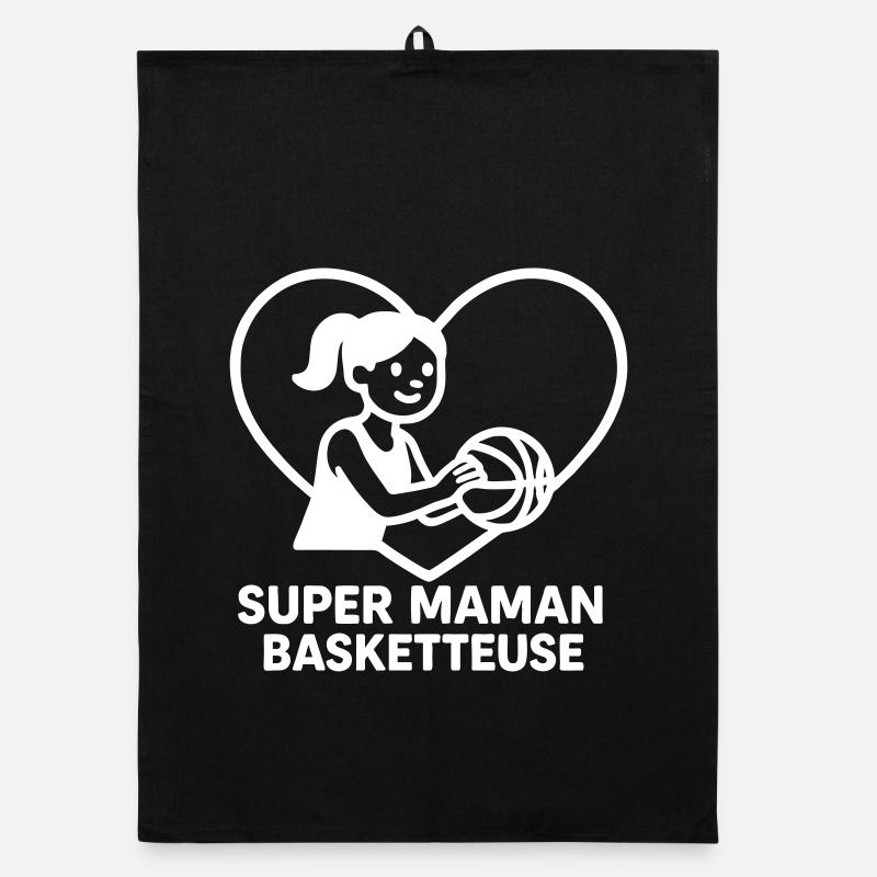 Super maman basketteuse – Cœur basket Torchon bio
