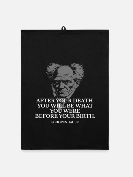 Schopenhauer Geburts- und Todeszitat - Organic Geschirrtuch - Schwarz - Vorne