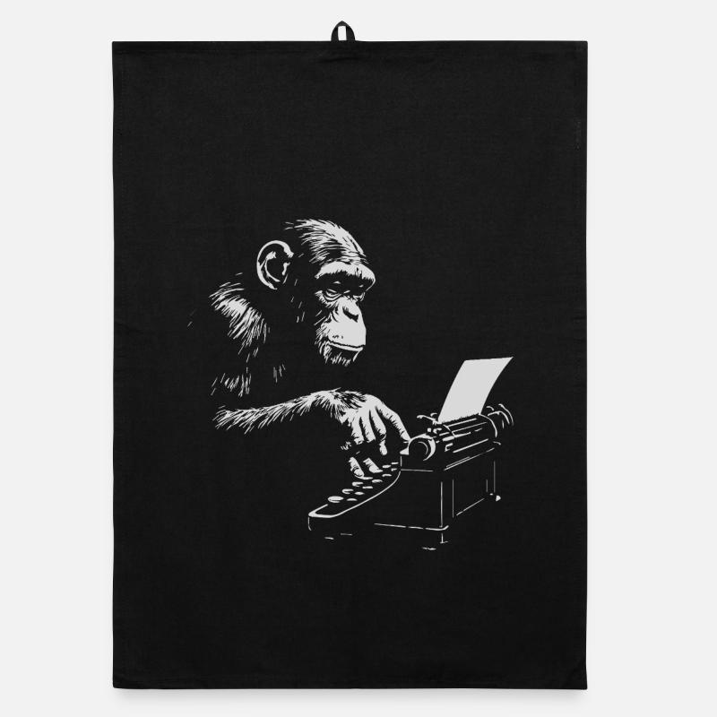 Chimp Typist Retro Print Organic dish towel