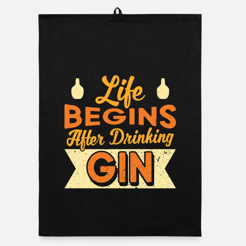 Life Begins After Drinking Gin Design Organic Geschirrtuch