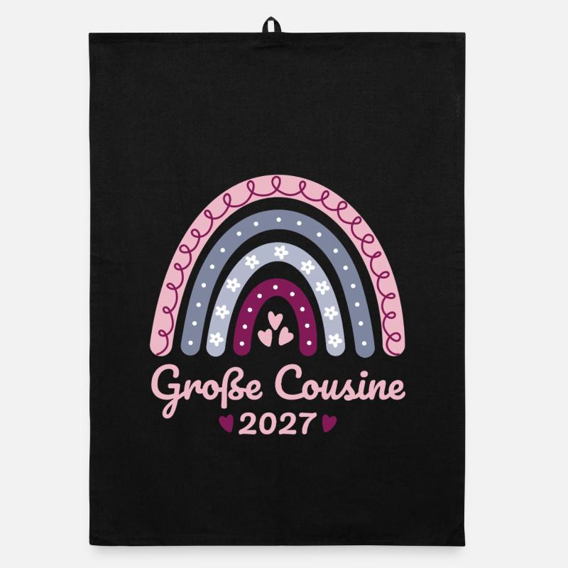 Große Cousine 2027 Boho Regenbogen pastell Organic Geschirrtuch