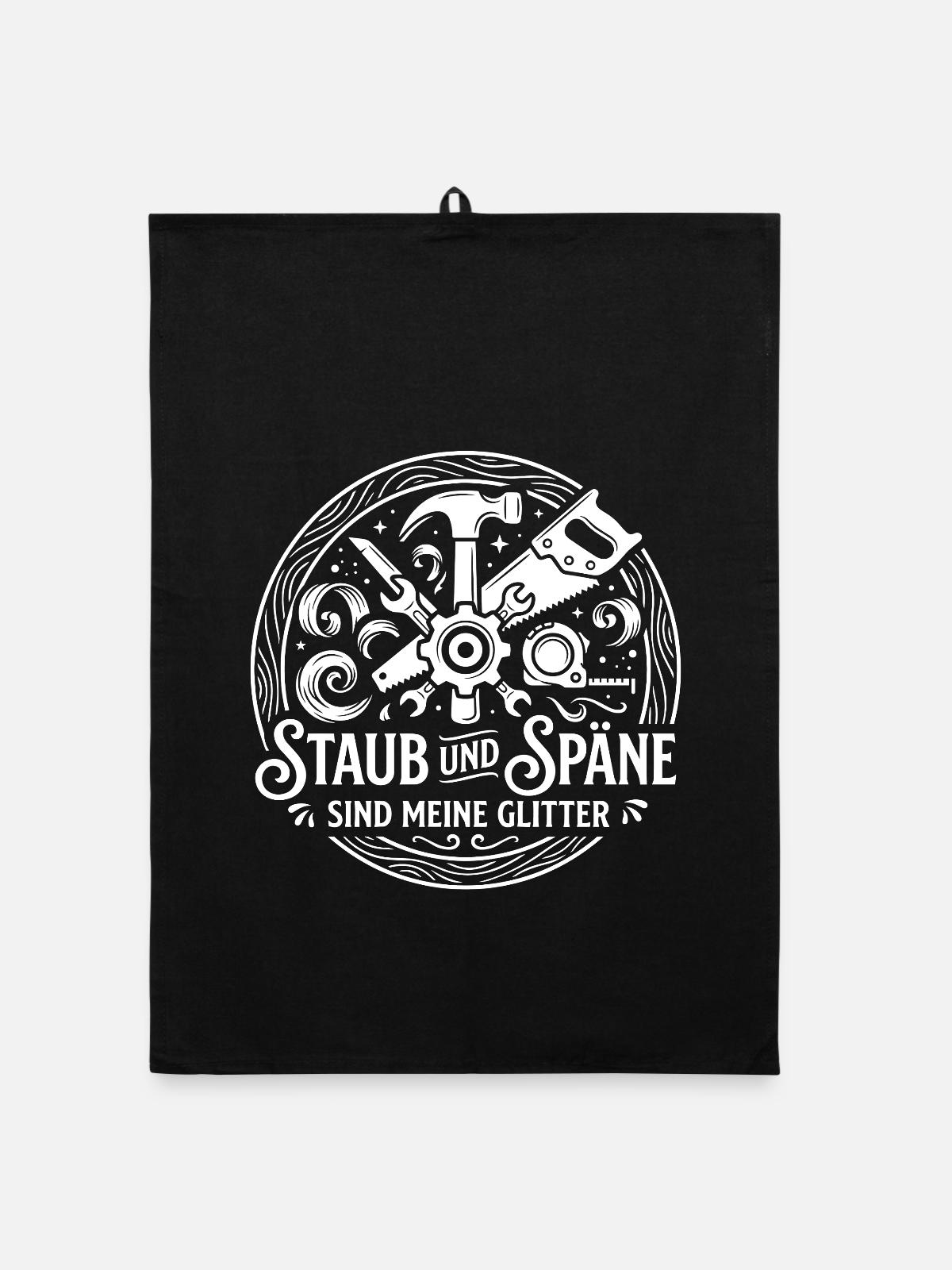 Staub und Späne Glitter - Organic Geschirrtuch - Schwarz - Vorne