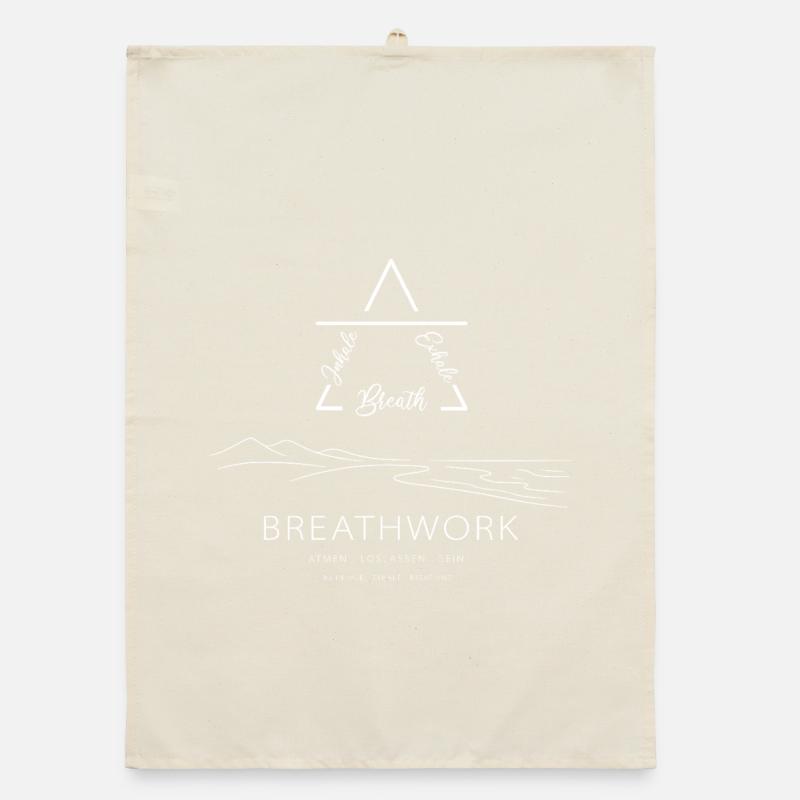 Inhale - Exhale-Breathing Weiß Breathwork Organic Geschirrtuch