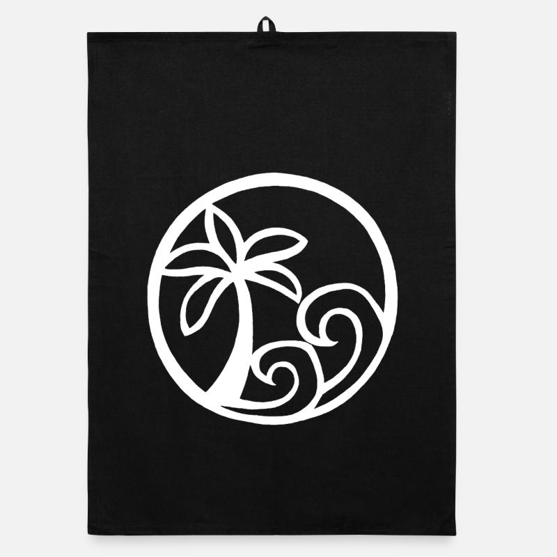 Vagues et palmier blanc Torchon bio