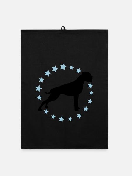 Boxer Sternenkreis 2 farb - Organic Geschirrtuch - Schwarz - Vorne