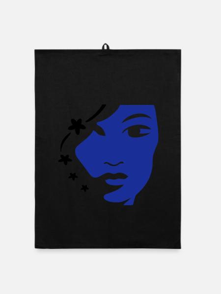Girl's Face Face Woman's Face - Organic dish towel - black - Front