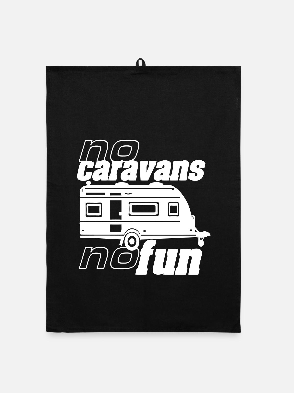 Wohnwagen,Camping,Fun Shirt,Caravan Fun.(25) - Organic Geschirrtuch - Schwarz - Vorne