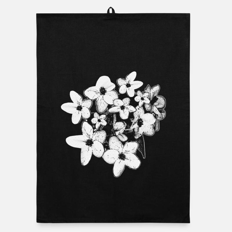 Frühlinglook, Blumen Ausschnitt schwarz-weiß Organic Geschirrtuch