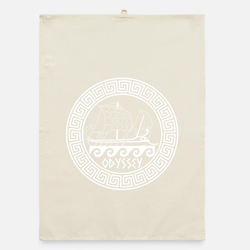 Symbol eines weißen griechischen Bootes Organic Geschirrtuch