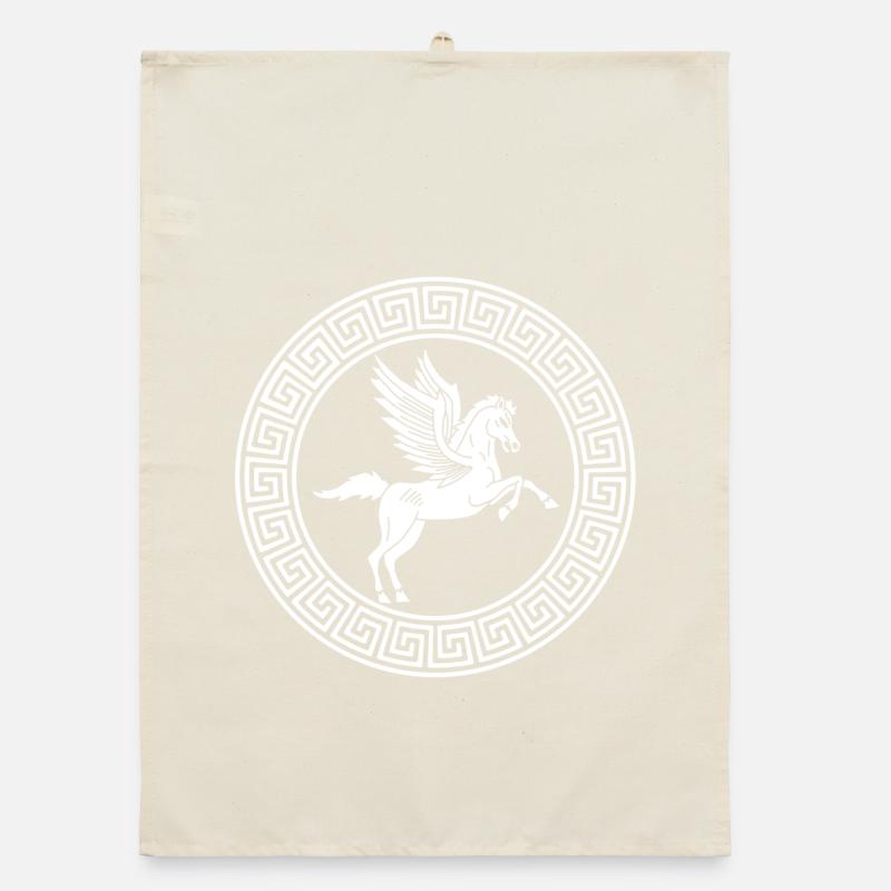 Symbole du cheval Pégase blanc Torchon bio
