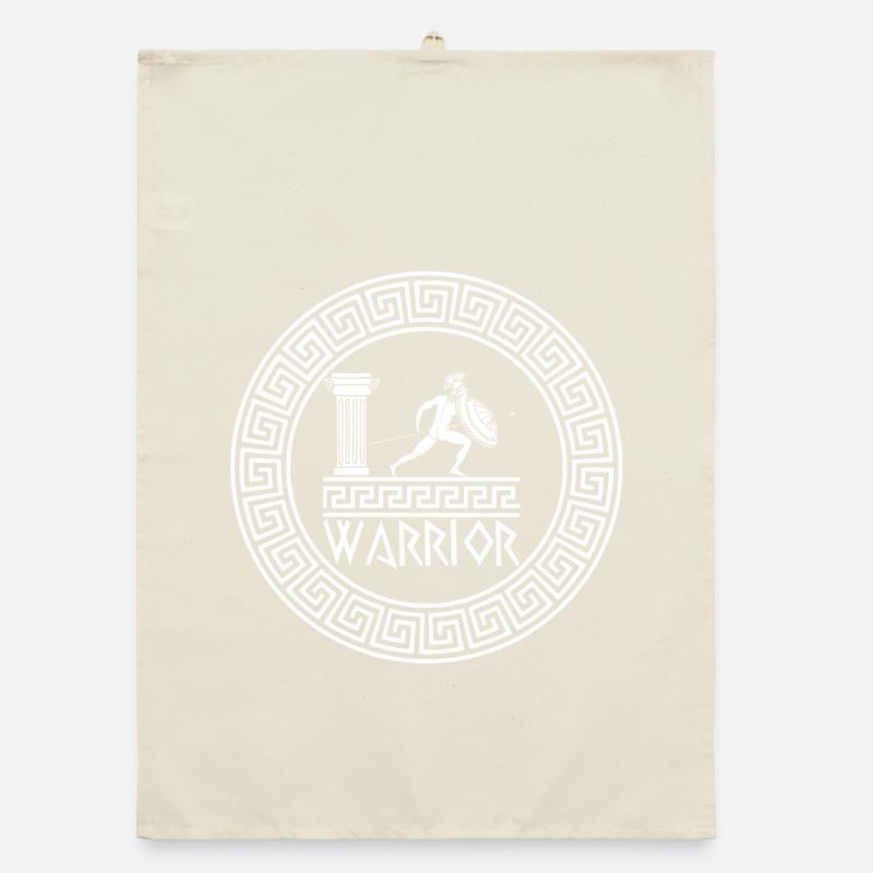 Ancient Greek warrior (white) Organic dish towel