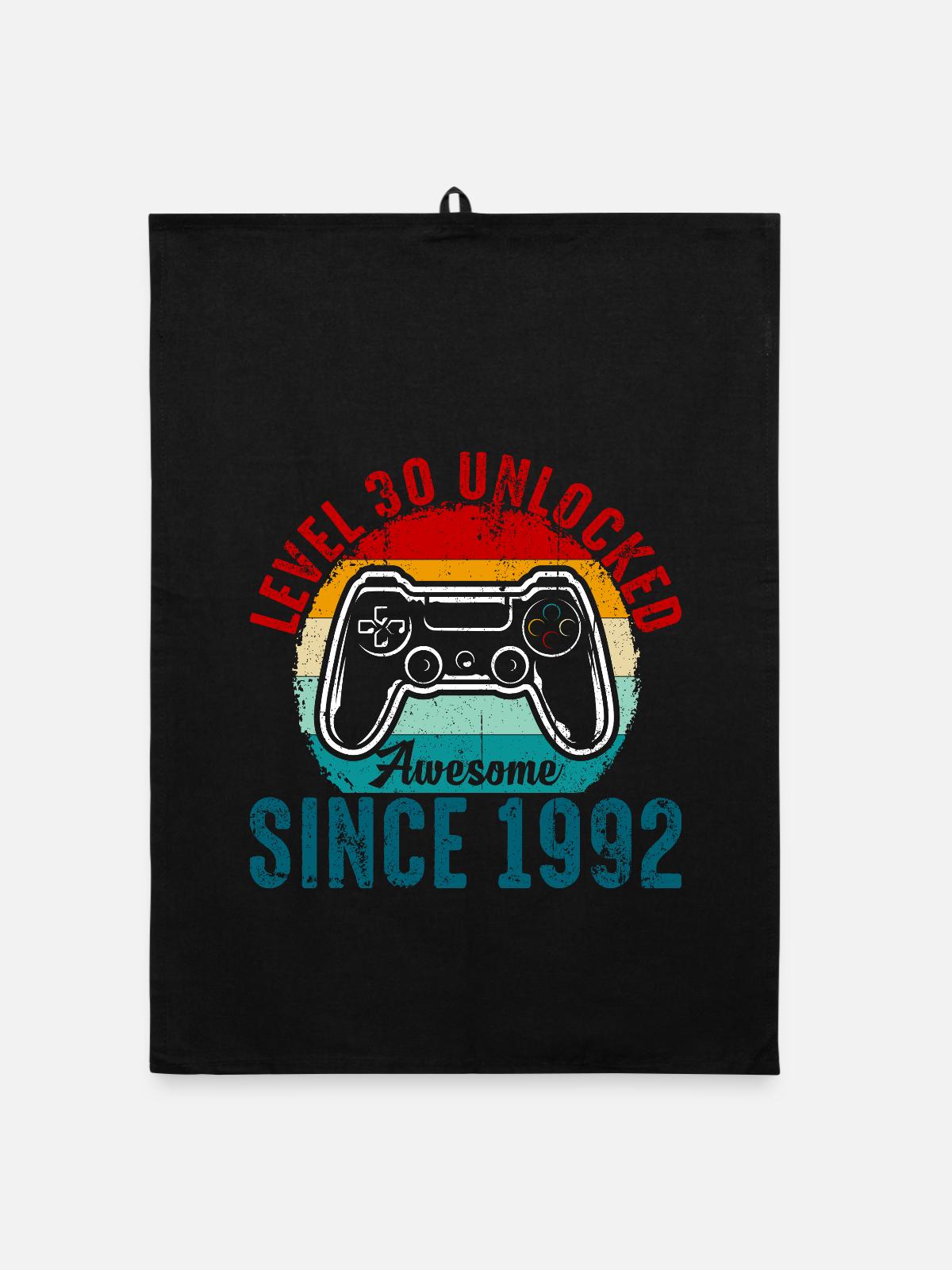 Level 30 Entsperrtes Retro-Controller-Tee - Organic Geschirrtuch - Schwarz - Vorne