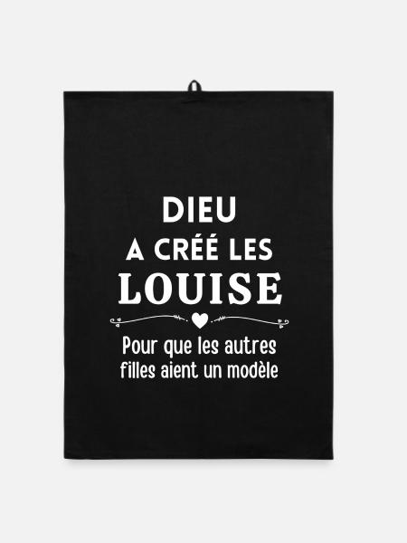 Louise, prénom Louise, anniversaire Louise - Torchon bio - noir - Devant