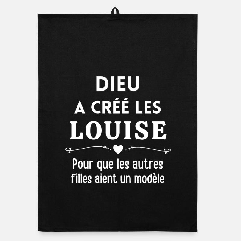 Louise, prénom Louise, anniversaire Louise - Torchon bio - noir