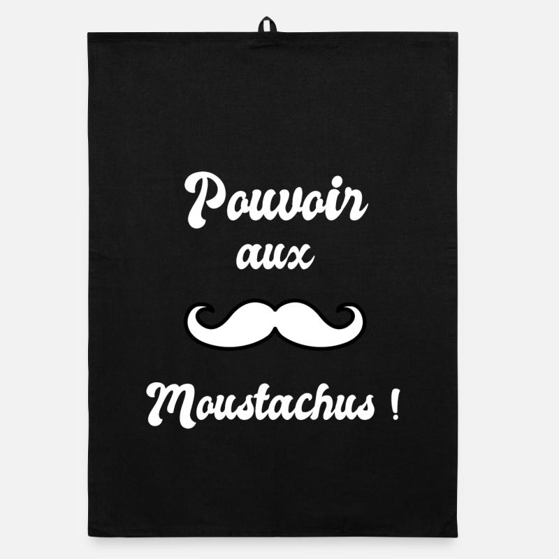 Pouvoir aux moustachus (White) Torchon bio
